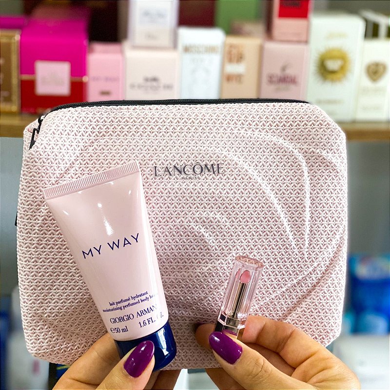 新品未使 Lancome 化粧品３点セット Kit Nécessaire Lancôme + Miniatura Balm Labial Lancôme + Mini