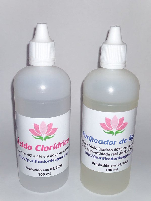 kit clorito de sódio ativador hcl 4 frascos 100 ml purificador