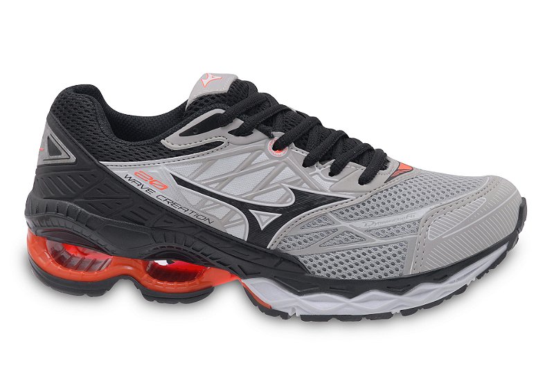 REVERIE 200 - 20+5 【10/31まで】 Tênis Mizuno Wave Creation 20 Cinza / Laranja - Canguru Shoes