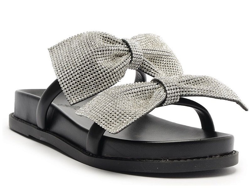 Papete Laços Brilho Couro Schutz Preto Specchio Loja de Moda