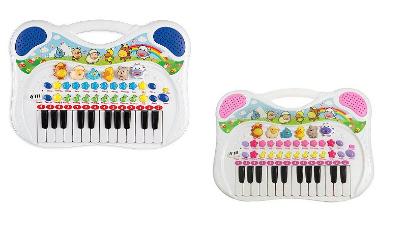 Teclado Musical Animais Fazendinha 7 Sons Educativos Infantil Bebe - A sua  loja infantil em um clique! 