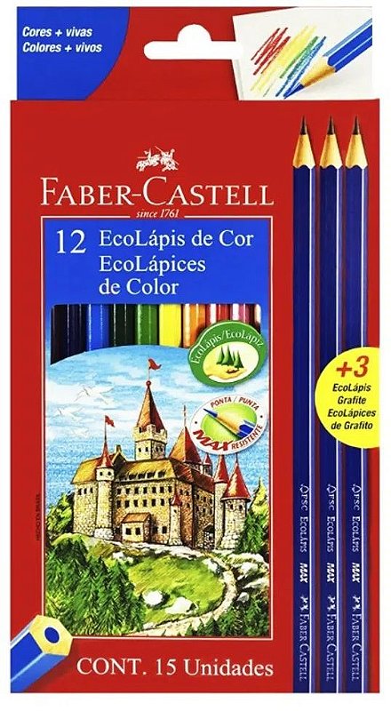 Lápis de Cor Faber Castell EcoLápis 12 cores - Papelaria Arquitécnica