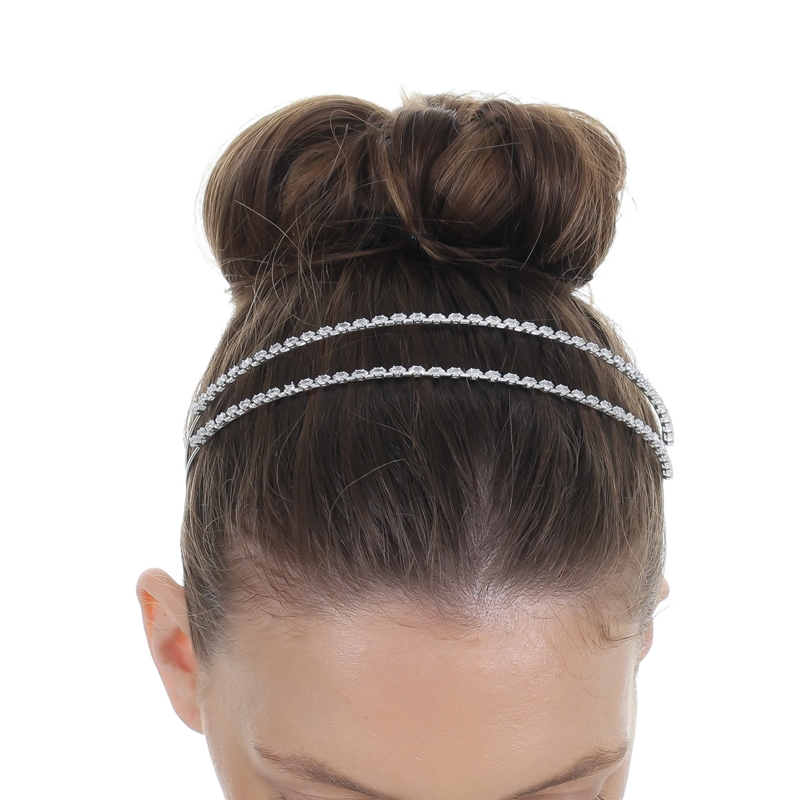 ✧tiara✧ ★2本 Tiara arco duplo metal zircônia prateado 4770804 - Muzazen