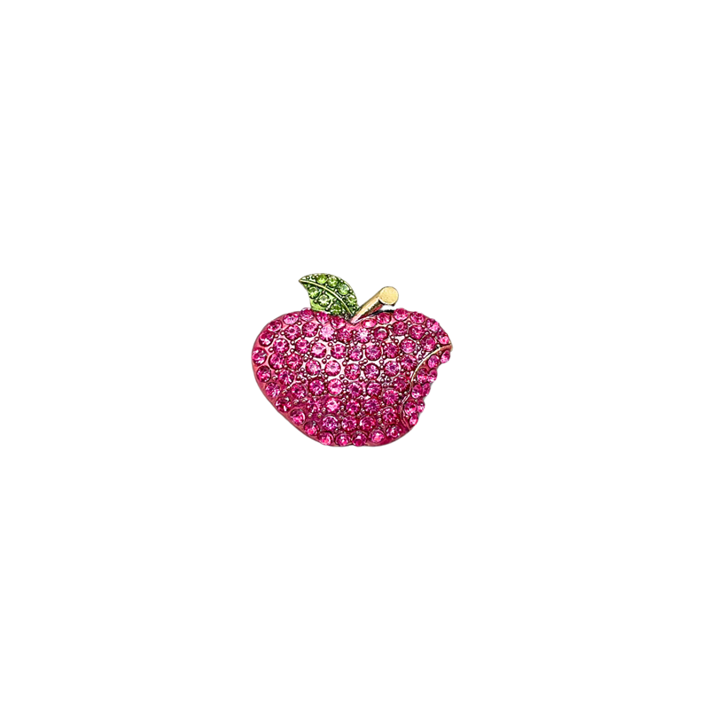 Broche magnético maçã cristais pink - Muzazen - Semijoias e