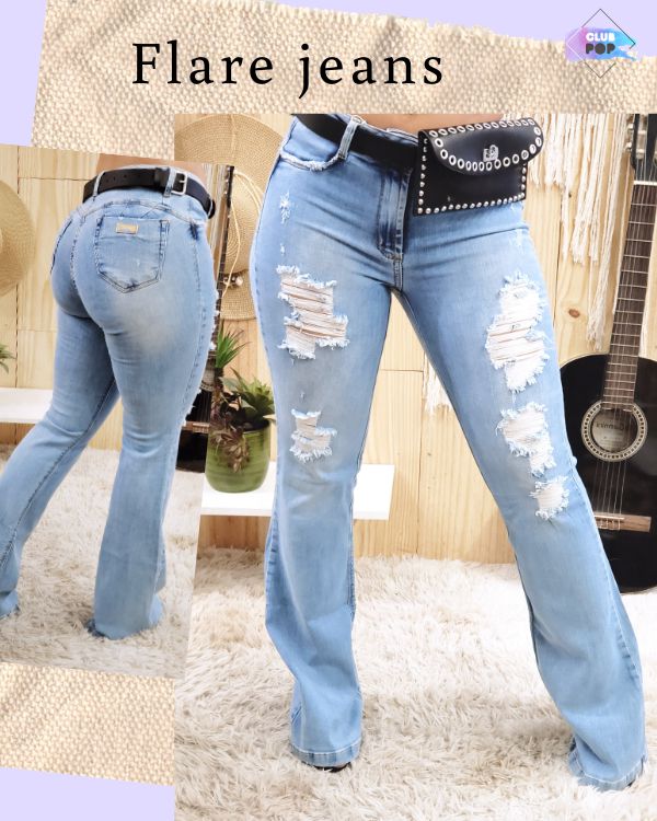 flare destroyed jeans