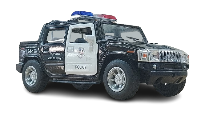 Hummer H2 SUT Police com Fricção (sem caixa) - HTC - MODELISMO