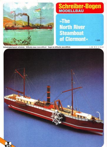 1915年製 STEAMBOAT WAVE BACK Schreiber-Bogen - The North River Steamboat of Clermont - 1/200