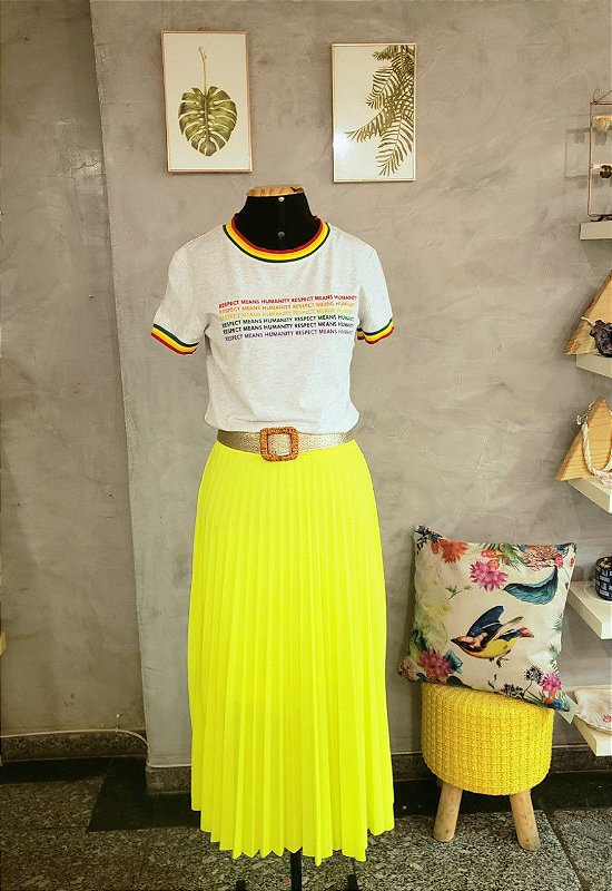 saia plissada neon