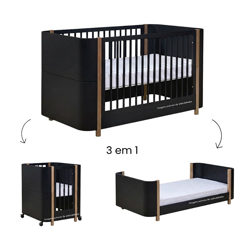 Berço evolutivo 3 em 1 Kim com design moderno e acabamento laqueado ...