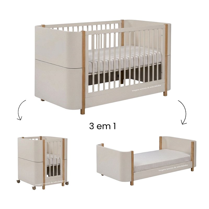 Berço evolutivo 3 em 1 Kim com design moderno e acabamento laqueado ...