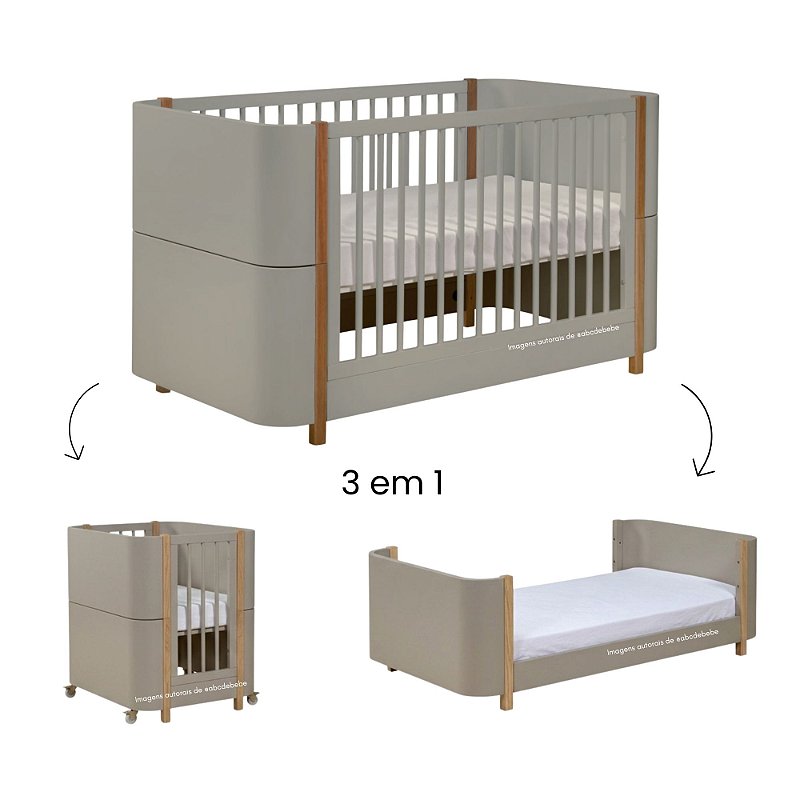 Berço evolutivo 3 em 1 Kim com design moderno e acabamento laqueado ...