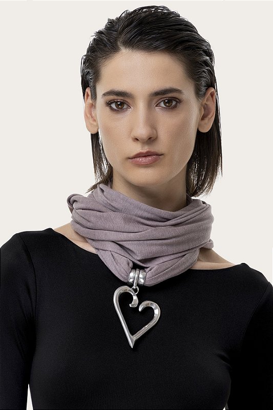 Colar Echarpe Nude Coração Alumínio Vestopazzo