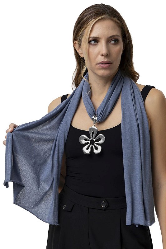 Echarpe Azul Flor Estilizada