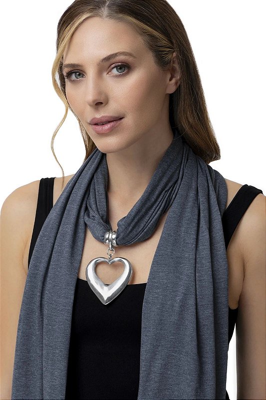 Echarpe Azul Coração Vazado