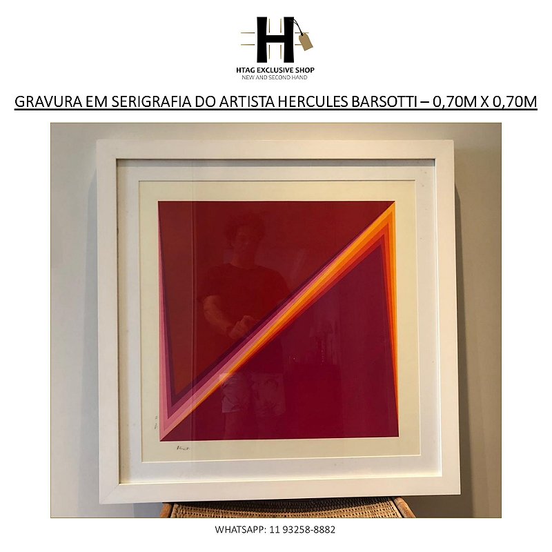 GRAVURA DE LOSANGO EM SERIGRAFIA DO ARTISTA HÉRCULES BARSOTTI - 4/6 – 0,70M X 0,70M