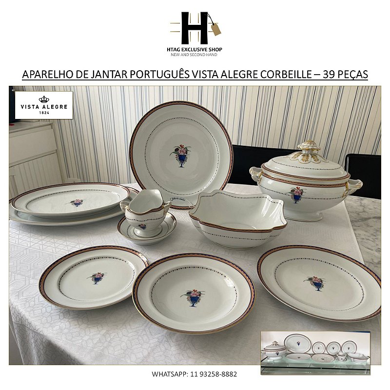 APARELHO DE JANTAR PORTUGUÊS EM PORCELANA VISTA ALEGRE CORBEILLE – 39 PEÇAS