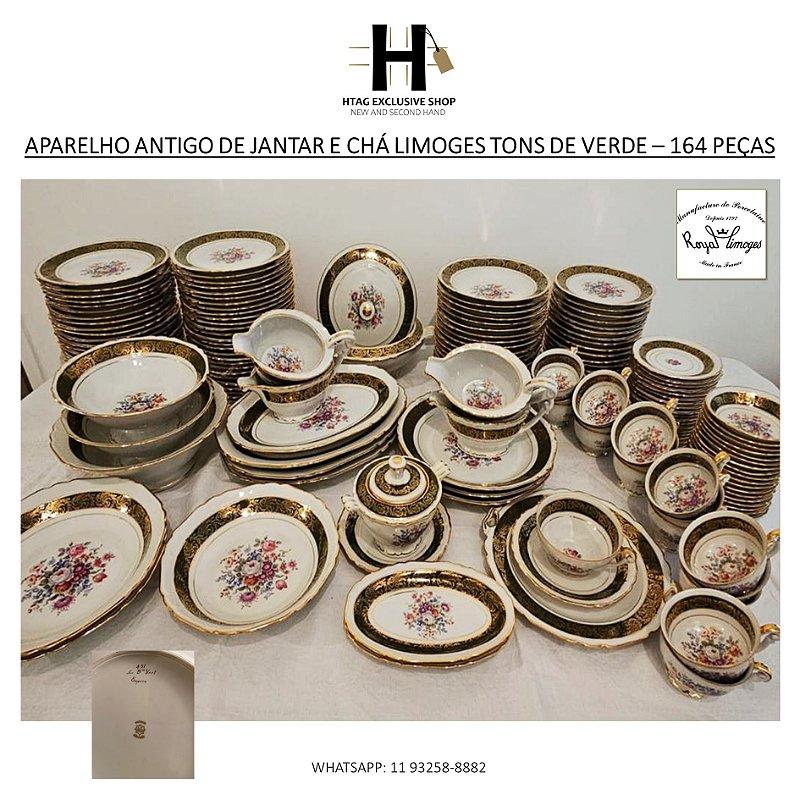 APARELHO ANTIGO COMPLETO DE JANTAR E CHÁ EM PORCELANA LIMOGES - HTAG  EXCLUSIVE SHOP - New & Second Hand