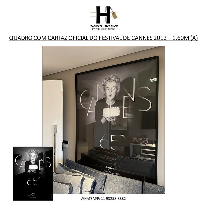 QUADRO COM CARTAZ OFICIAL DO FESTIVAL DE CANNES 2012 – 1,60M (A)