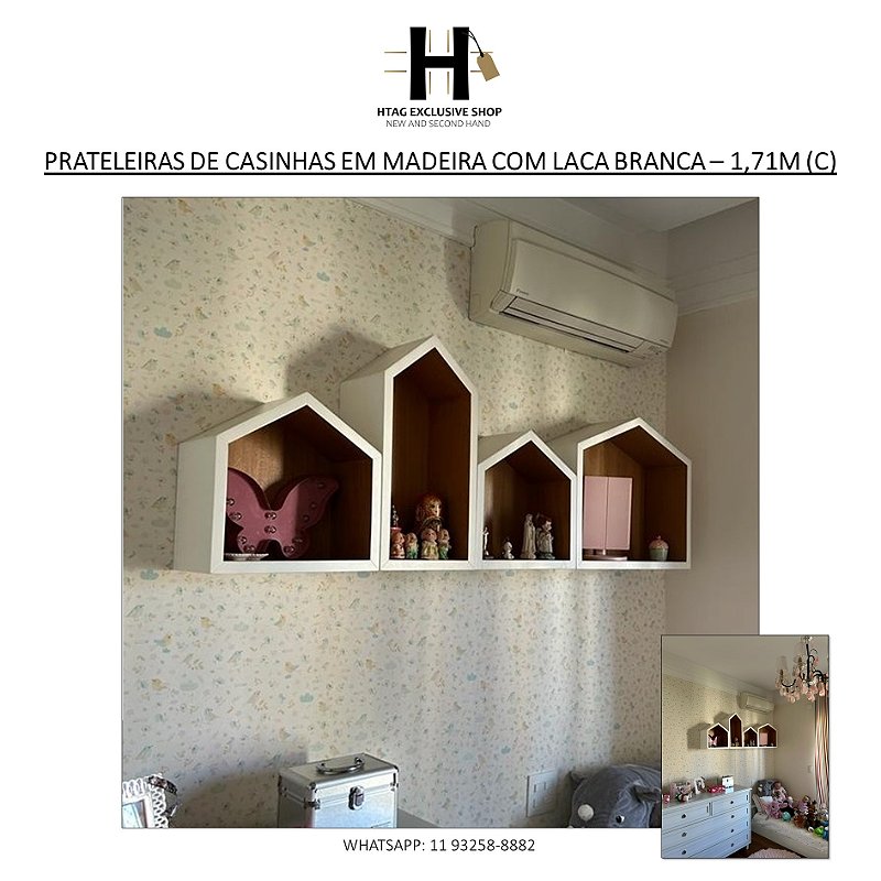 PRATELEIRAS DE CASINHAS EM MADEIRA COM LACA BRANCA – 1,71M (C)
