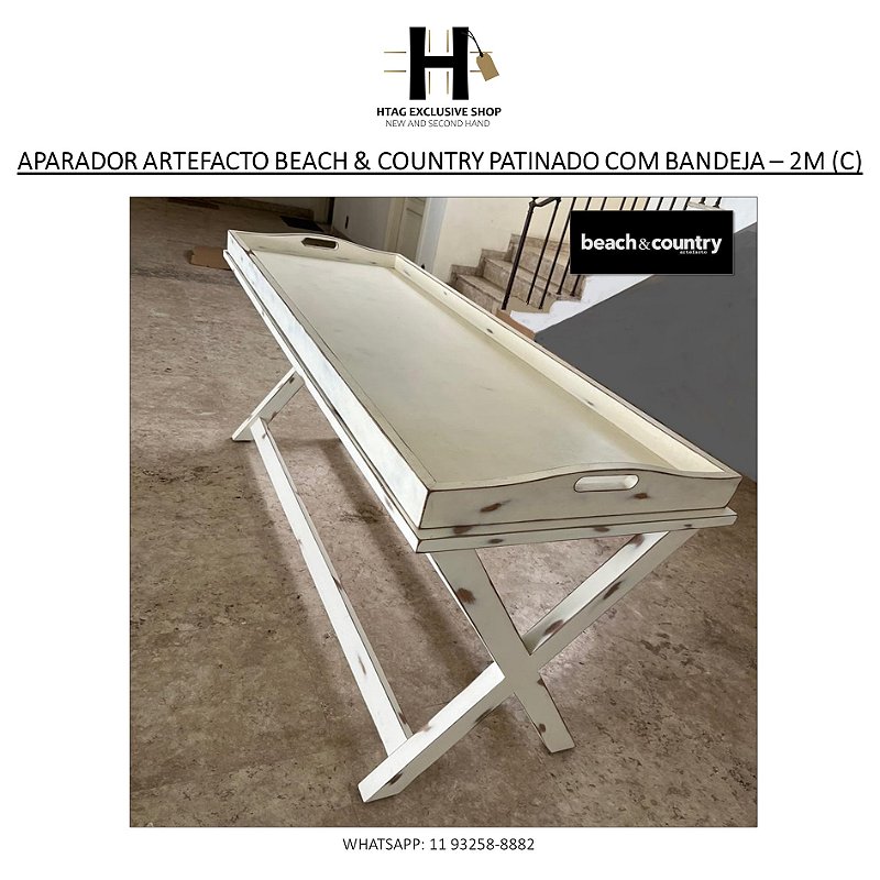 APARADOR ARTEFACTO BEACH & COUNTRY PATINADO COM TAMPO BANDEJA – 2M (C)