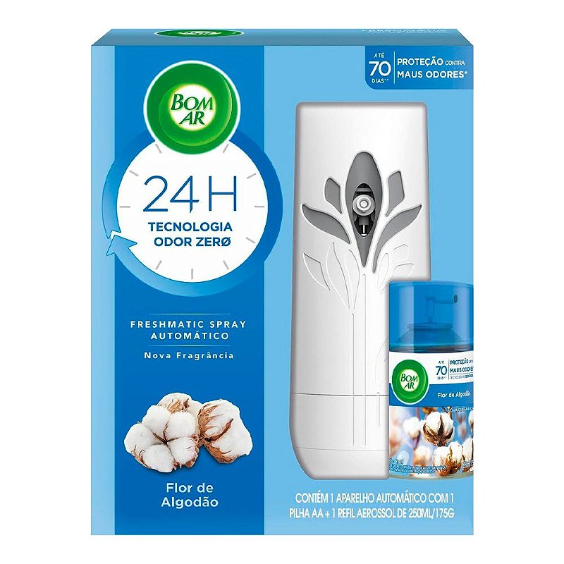 Aromatizador Freshmatic Spray Automático Algodão Bom Ar + Refil 250ml ...