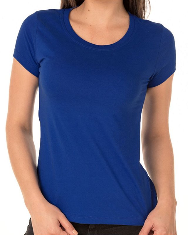 Camiseta Algodão Premium Feminina Azul Royal