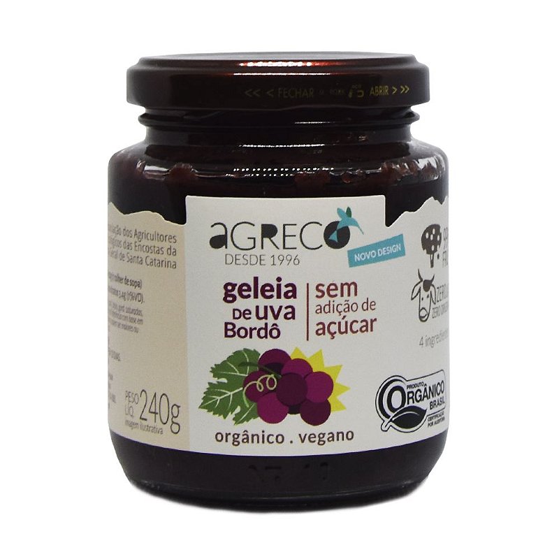 Geleia de Uva Orgânica Sem Açúcar 275g - Novo Citrus