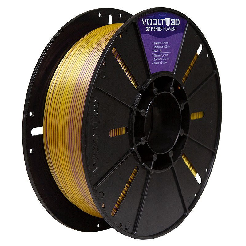 Filamento PLA Duo Color Dourado e Roxo V-Silk High Speed | 1,75mm | 1Kg ...