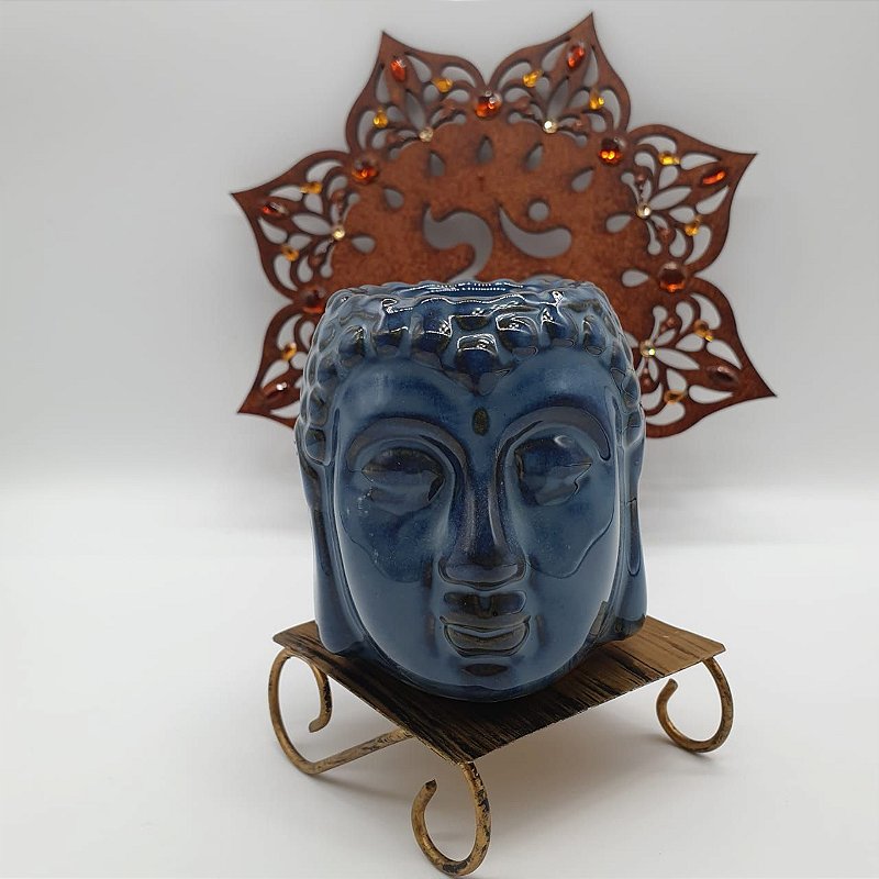 Aromatizante Porcelana Cabeça de Buda - Azul