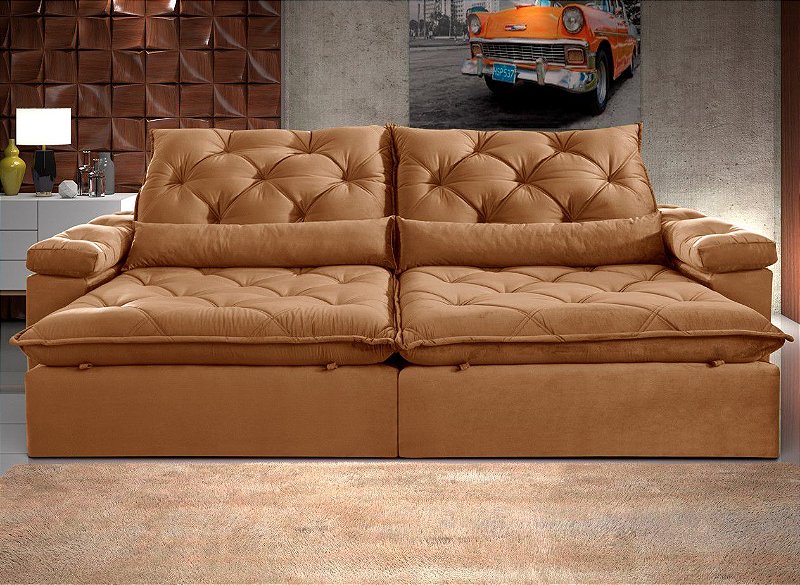 SOFÁ HAMBURGO 4 LUGARES RETRÁTIL RECLINÁVEL 2,60 DE LARGURA