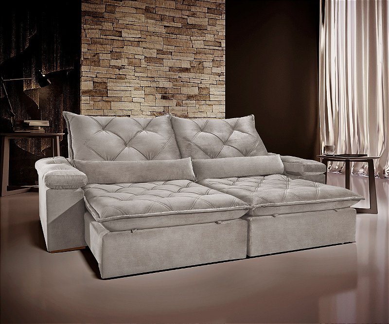 SOFÁ HAMBURGO 4 LUGARES RETRÁTIL RECLINÁVEL 2,60 DE LARGURA