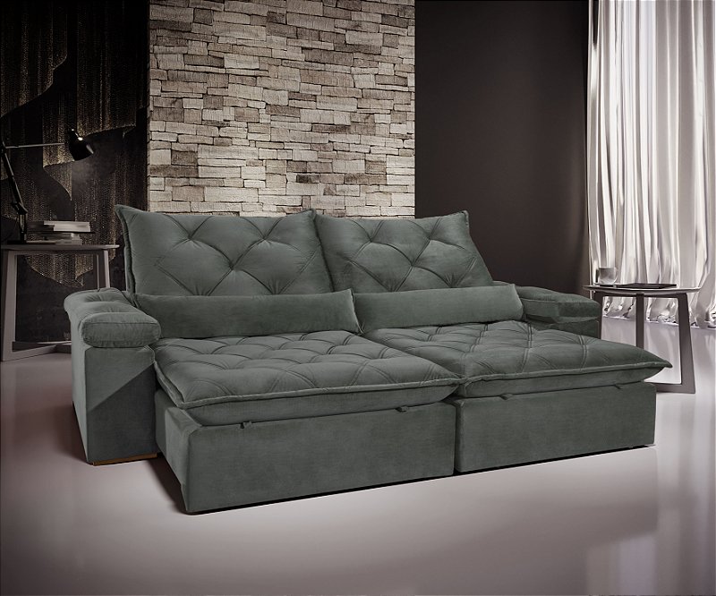 SOFA 4L HAMBURGO RETRATIL RECLINAVEL 2.60M BIPART TECIDO K112