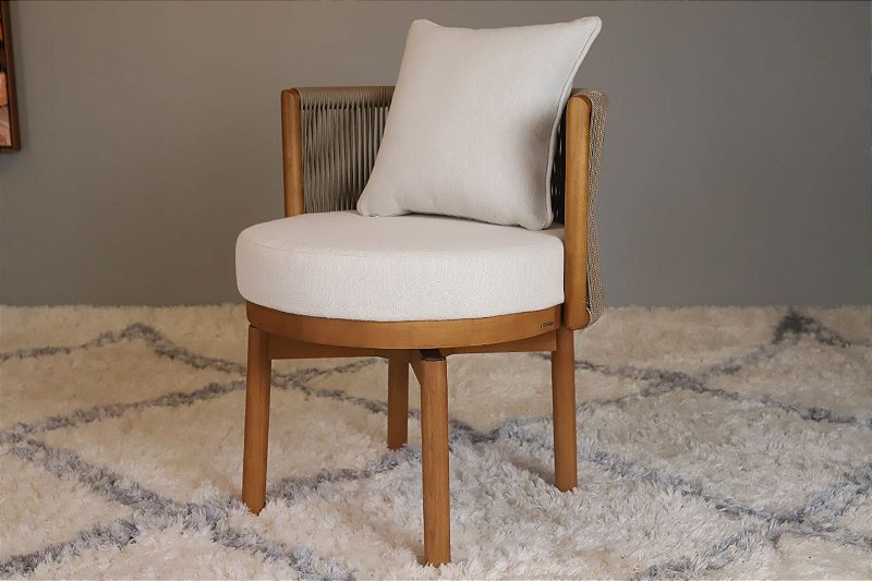 CADEIRA FARAH GIRATORIA COM CORDA TECIDO LINHO - MARROM/AREIA - Guido ...