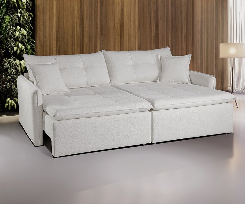 SOFA CAMA BIANCHI PORTO 2,24MT BI-PART TEC K157 BOUCLE./NUDE