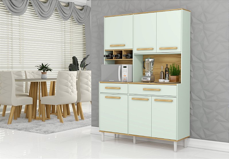 KIT COZINHA AVELAN VEGAS LUXO NEW 1,20MT ./MINT/FREIJO - Guido