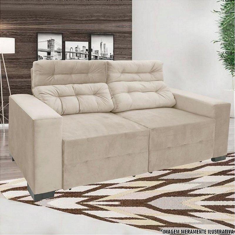 SOFA 3L MONACO VEL HAVANA RETRÁTIL / RECLINÁVEL TC A16 ./BG CLARO - Casa  Guido - Especialista em Móveis