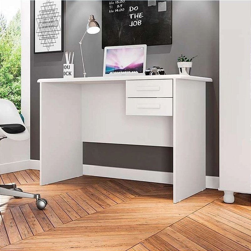 Mesa para Notebook Potenza Plus 107cm 2 Gavetas Branco - Red Móveis