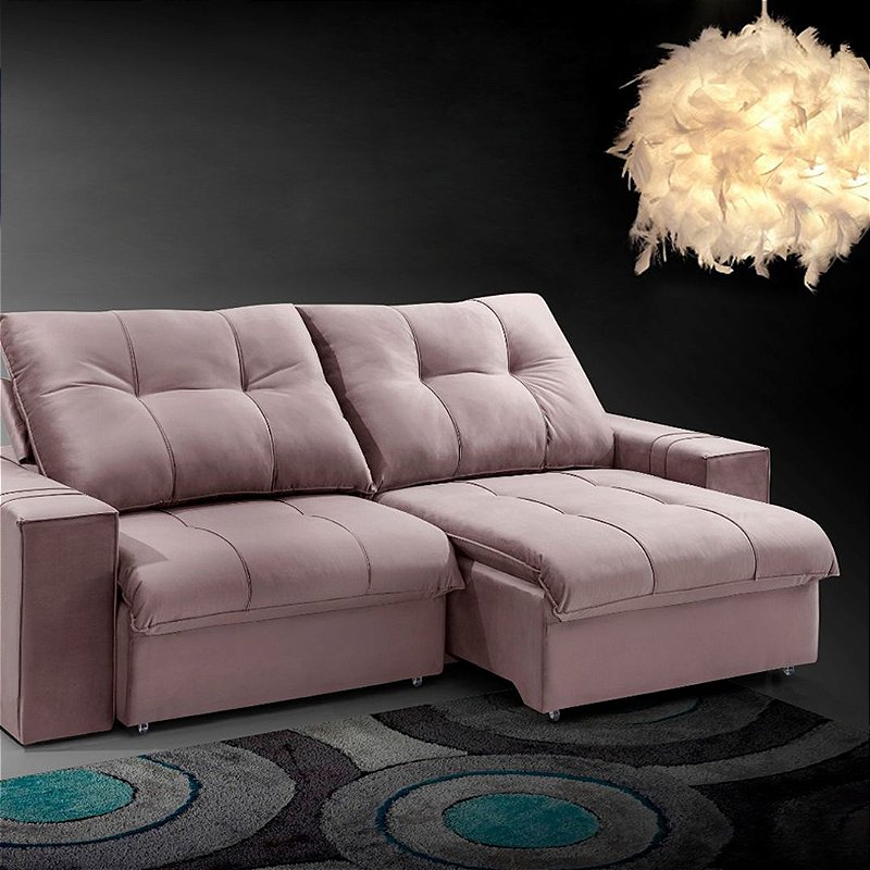 Sofá Canadá Retrátil e Reclinável 232cm Suede Marrom Buriti Red Móveis