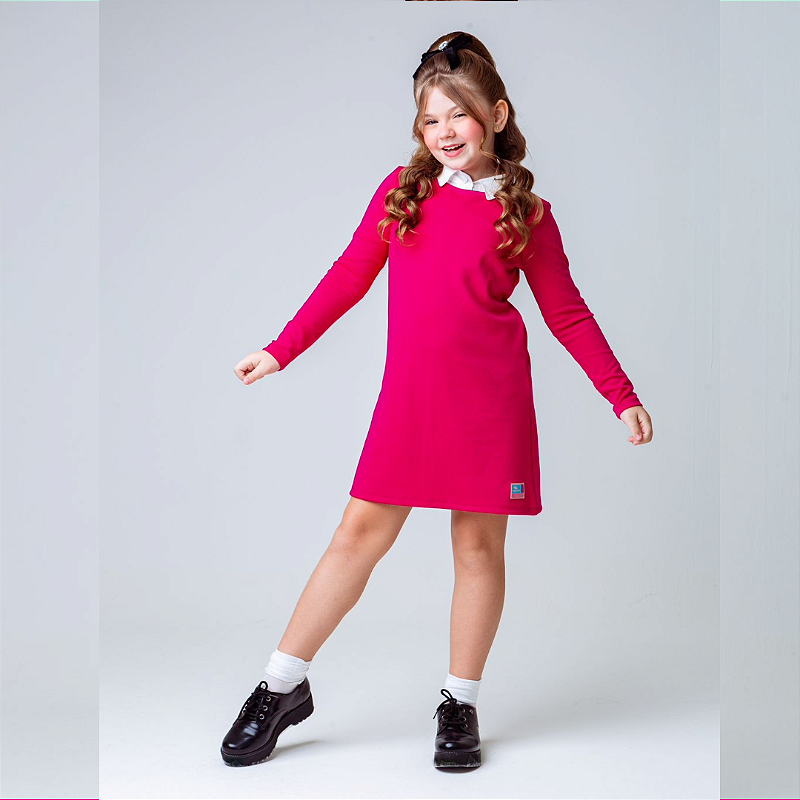 Vestido Colegial Barbie Core - Mimor Moda Mãe e Filha