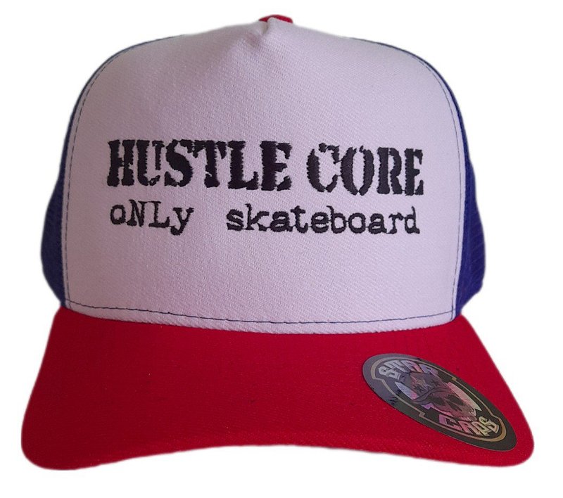 Boné trucker Hustle Core aba curva white/blue/red