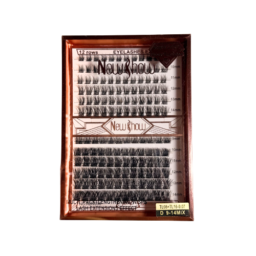 Cartela de cilios tufo 12 rows eyelash extension 9-14 Mix New Show