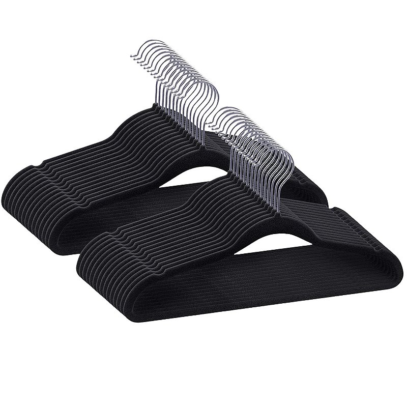 OnlyforShop Kit 50 cabides veludo adulto - preto color percha para ropa