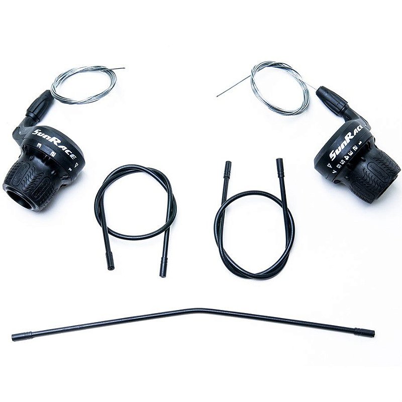 Alavanca Câmbio Rotativa Sunrace M27 Grip Shift 3x7v c/ Cabos