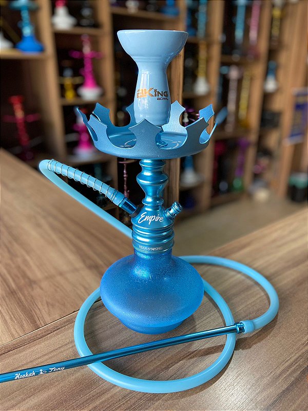 COMPRE NARGUILE PEQUENO COMPLETO EMPIRE HOOKAH KING - AZUL BEBE