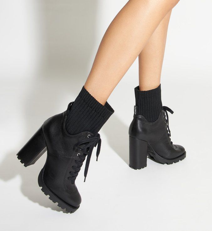 Combat boot salto knit black Clearance