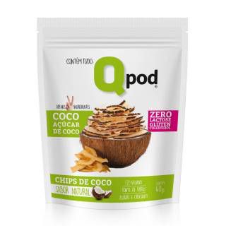 Chips de Coco assado Com Açúcar de Coco – Sabor Natural – Qpod – 40g
