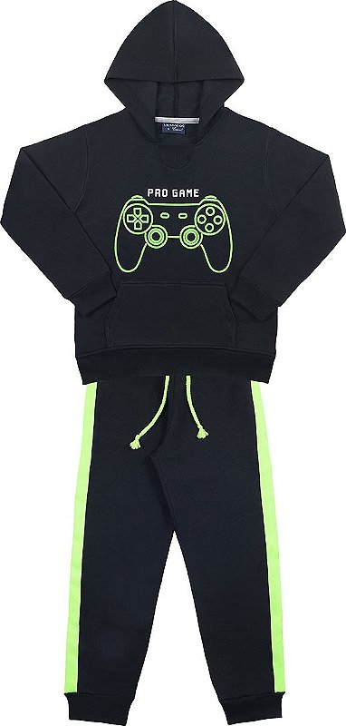 CONJUNTO INFANTIL MENINO GAMER MOLETOM PRETO