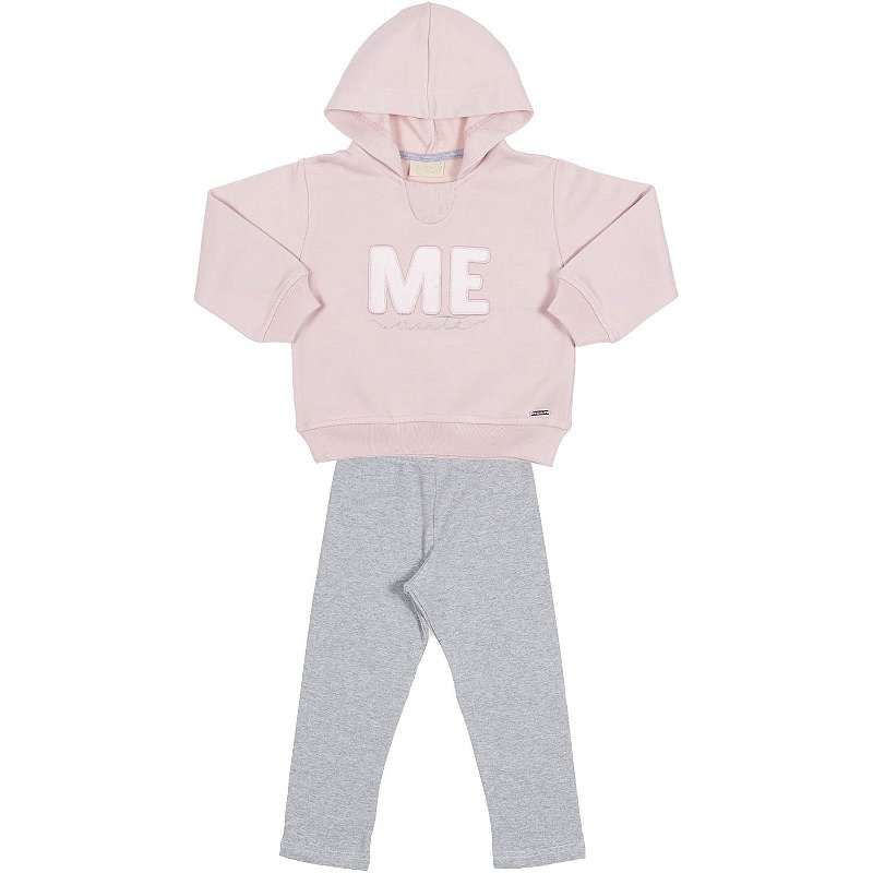 CONJUNTO INFANTIL MENINA "ME" MOLETOM ROSA