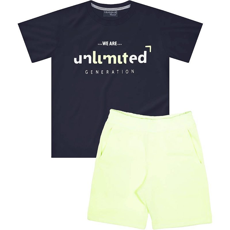 CONJUNTO INFANTIL MENINO UNLIMITED ALGODÃO MARINHO