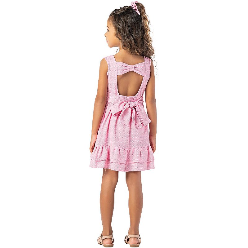 VESTIDO INFANTIL MENINA LAÇO PINK